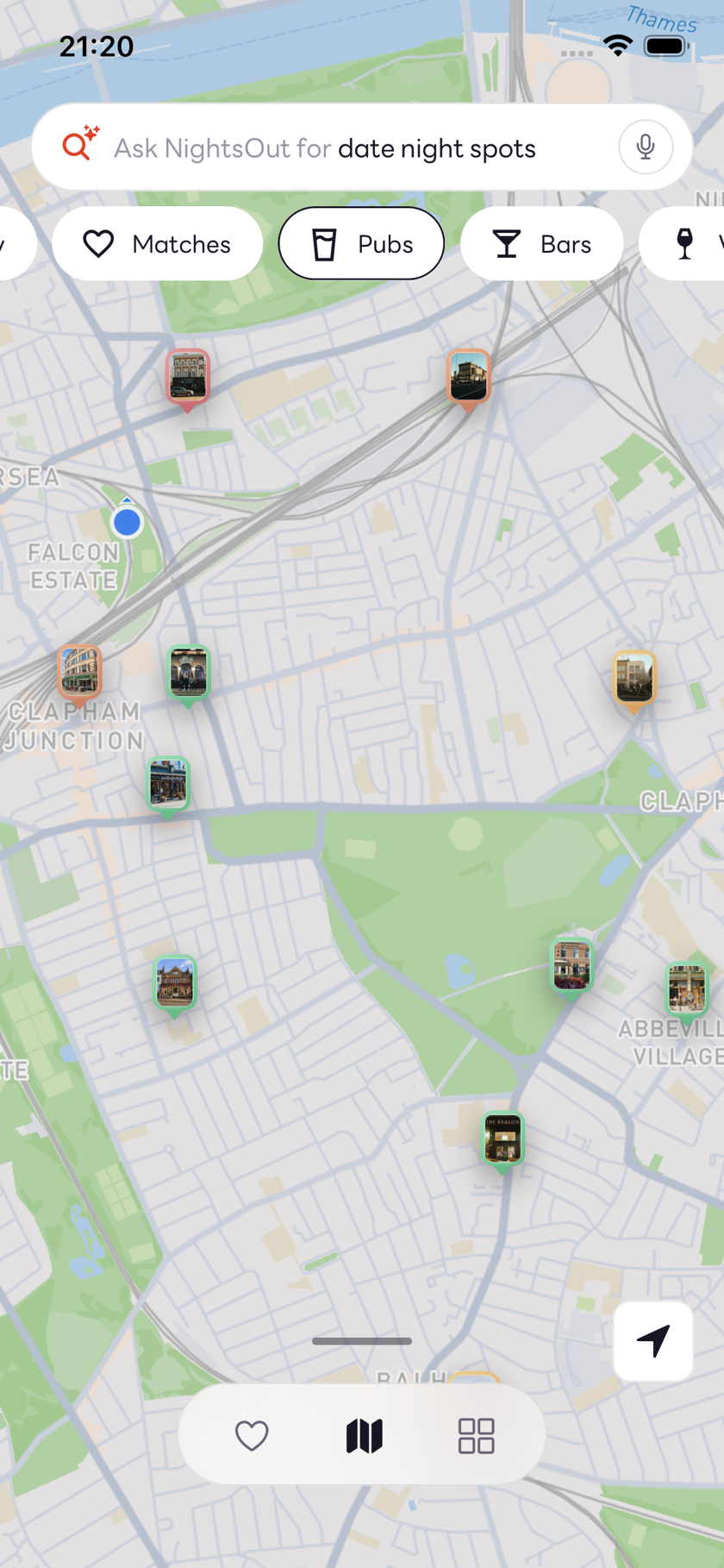 Search venues or vibes on the map